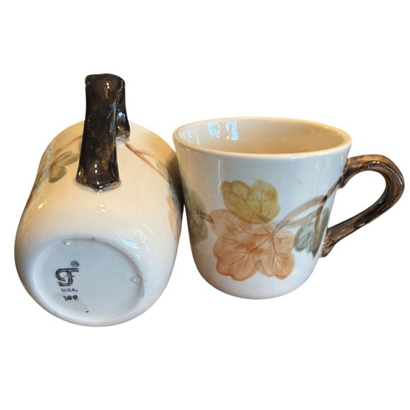 Vintage Franciscan Ware Pottery October Oak Leaves Coffee Mugs Set of 2 8oz 3.5" - Picture 3 of 3